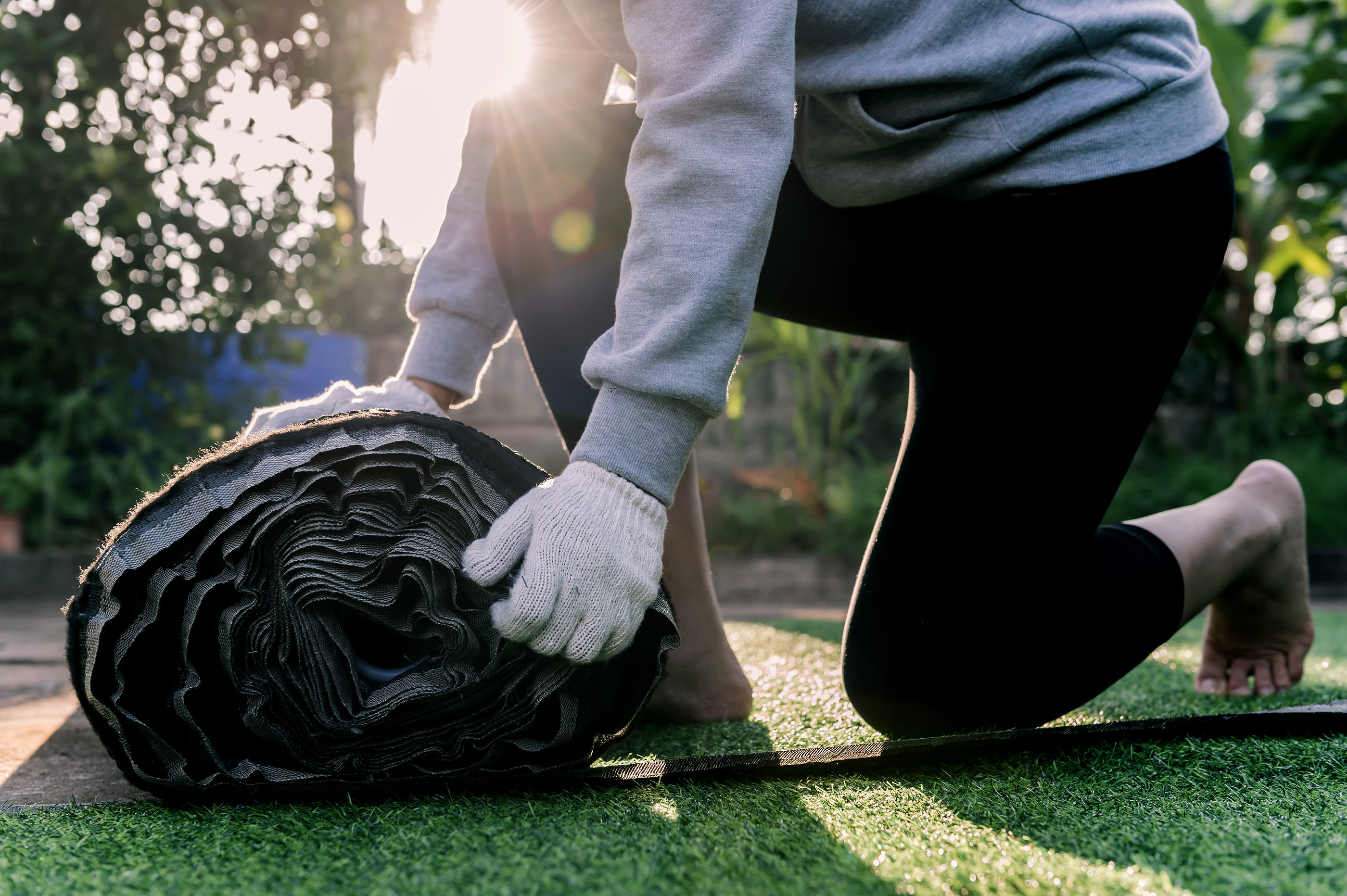 rolling artificial grass